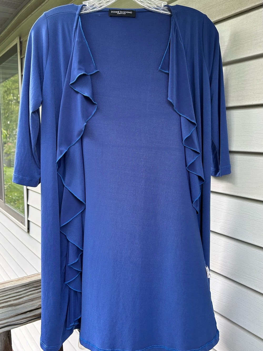Donne Da Sogno Elegant Ruffles Polished Italian Drapey Lightweight Open Cardigan